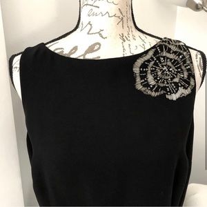Lauren Ralph Lauren Black Dress with Silver Beaded Floral Applique